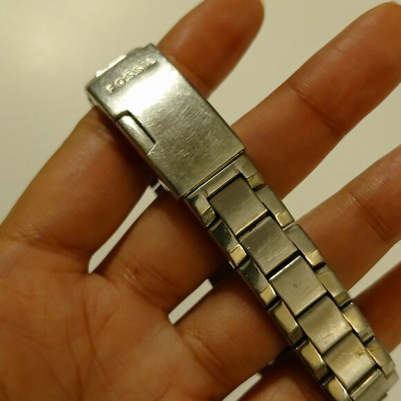 Glitzy Fossil AM-4175 MOP Dial Crystal Bezel All Stainless Women's Dress Watch - Picture 11 of 13